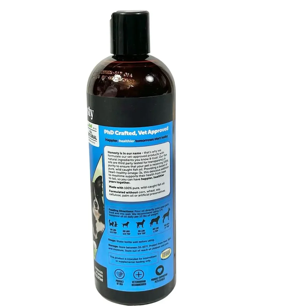 Pet Honesty Wild Caught Omega-3 Fish Oil for Dogs & Cats 16 fl oz. Exp 2/27